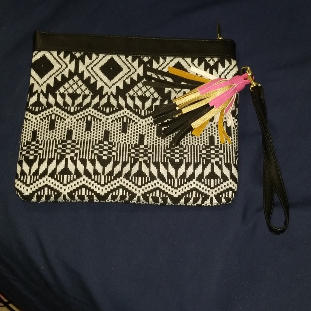 Aztec print clutch